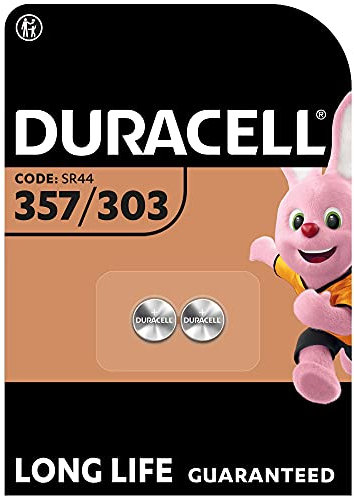 Duracell Batterie Specialistiche 357/303 all’ossido di argento da 1, 55V (confezione da 2) (SR44 / V357/ V303 / SR44W / SR44SW), adatte all'uso in orologi, calcolatrici e dispositivi medici