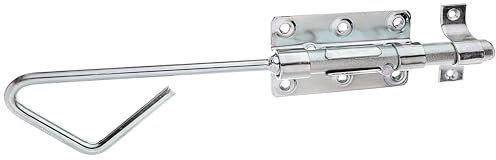 Alberts 129149 Bolzen-Schlossriegel | mit befestigter Schlaufe | galvanisch verzinkt, dickschichtpassiviert | Platte 100 x 60 mm | Bolzen Ø16 x 320 mm