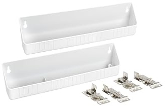 Rev-A-Shelf 14 Tip-Out Plastic Sink Trays for Kitchen and Bathroom Base Cabinet, Pull Out Vanity Shelf Home Organizer, White, 6572-14-11-52