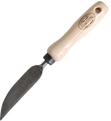 DeWit Garden Knife – Multi-Purpose Hand Tool | Boron Steel Blade | Ash Wood Handle | Mini Trowel, Bulb Planter, Root Cutter | 8.25 Length