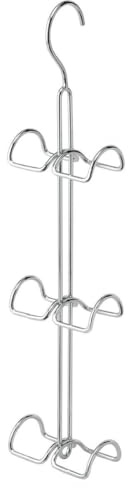 iDesign Perchas ahorra espacio para el armario, organizador de bolsos grande de metal colgante con 6 ganchos para bolsos, pañuelos u otros accesorios, plateado