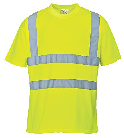 Portwest S478 Hi Vis Short Sleeve T-Shirt Lightweight Breathable Safety Workwear Shirt Moisture Wicking Reflective Tape UPF 40+ Protection Warm Weather Work Top, Yellow, M