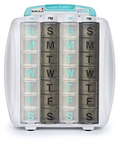 PillRite Medication and Supplement Pillbox Organizer, 3 ¾ in x 7 in - 28-Day Medicine Sorter - FSA and HSA Eligible – Monthly Medication Dispenser - Easy to Fill - 4-Week Pill Holder - Travel Friendly