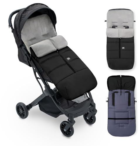 Interbaby Chanceliere Bebe Poussette Couverture Poussette Bebe Hiver, Doux | Sac de Couchage Poussette Bebe Détachable, Double Ouverture, Lavage Facile, Matériaux Antiallergiques, Noir