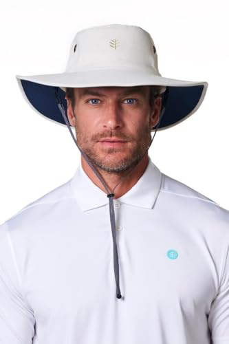 Wide Brim Hiking Hat - UPF 50+ Sun Protection - Leo in White/Carbon