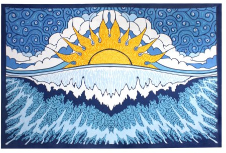 Sunshine Joy Sun Wave Surf Tapestry Tablecloth Beach Sheet Wall Art 60x 90 Inches - Classic