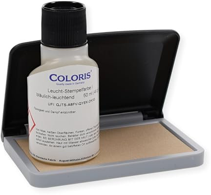 UV-Farben Set (Kissen und Coloris UV Stempelfarbe) - Alterskontrolle - Handstempel- Schwarzlichtfarbe für Clubs - Disko - Veranstaltungen/geeignet für jeden Motivstempel