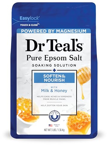 Dr. Teal's Epsom Salt Soaking Solution, Soften & Nourish with Milk and Honey, 48oz