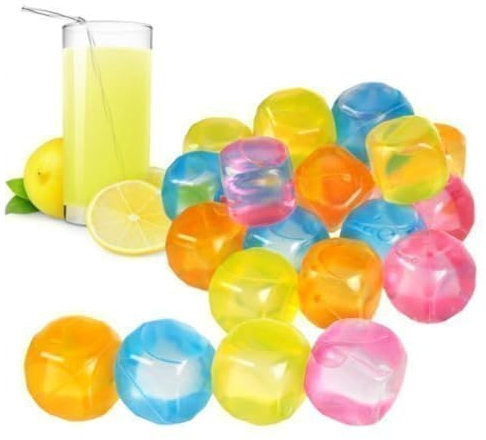 20 Pc Plastic Reusable Square Ice Cubes Multicolour
