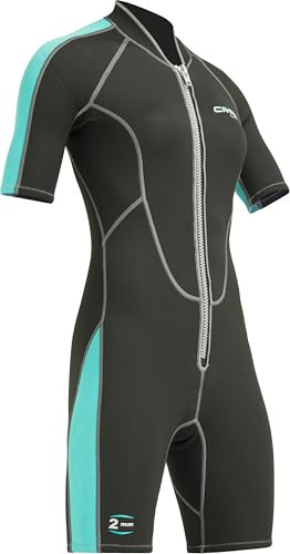 Cressi Lido Lady Shorty Wetsuit 2mm - Damen Neoprenanzug Shorty Neopren 2mm für alle Wassersportarten, Gr. L, Schwarz/Aquamarin