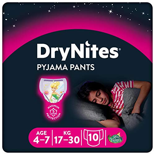 Huggies DryNites saugfähige Nachtwindeln bei Bettnässen, für Mädchen 4-7 Jahre (17-30 kg), 6 x 10 = 60 Windel-Pants, Monatsbox