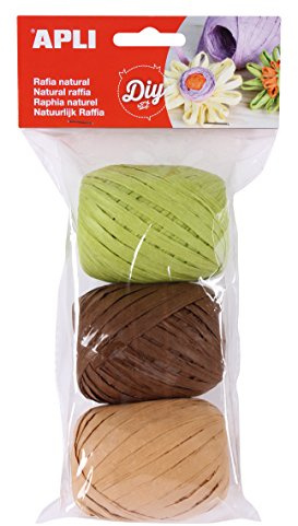 Apli 935977 Gomitoli Rafia Naturale in Tonalità Naturale, Confezione da 3 Pezzi