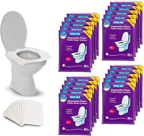 GoHygiene! Travel Essential - Disposable Paper Toilet Seat Covers - 18 PACKS (180pcs) + 2 FREE PACKS!