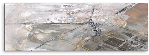 Paul Sinus Art 120x40cm Panoramabild abstrakt Leinwanddruck Kunstdruck Wandbild grau schwarz weiß Schlieren