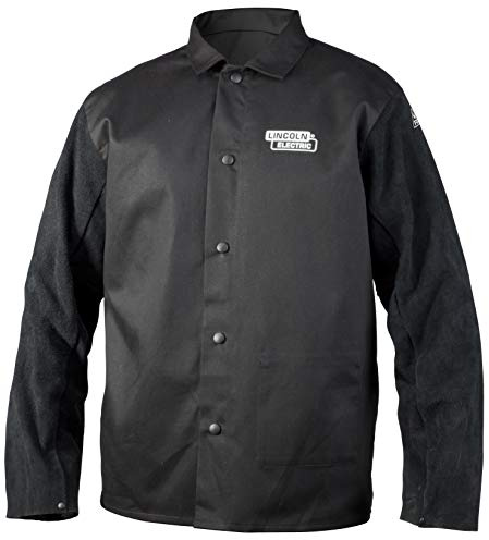 Lincoln Electric unisex adult Traditional Split Leather Sleeved Welding Jacket, Black, X-Large US