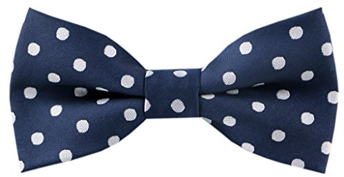 Carahere Boys Handmade Pre-Tied Classic Polka Dot Bow Ties Navy Blue