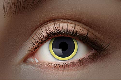 Eyecatcher 84027541-455 - Lentilles de contact UV colorées, 1 paire, pour 12 mois, jaunes, noires, lumineuses, carnaval, Halloween, sans correction de la vue