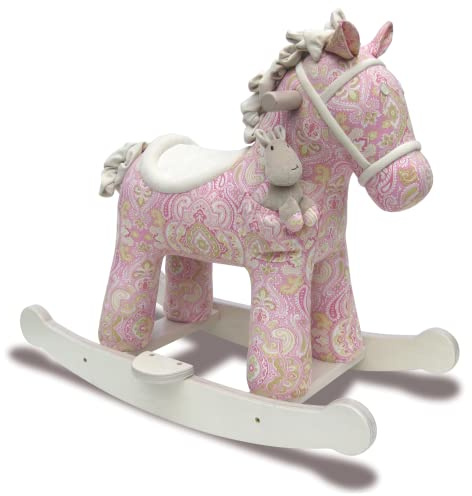 Little Bird Told Me - Pixie & Fluff Rocking Horse for Baby/Toddler 9+ Months Unisex - Pink Paisley Printed Fabric, Solid Wooden Frame & Rockers, Removable Plush Toy - British Brand Since 2007