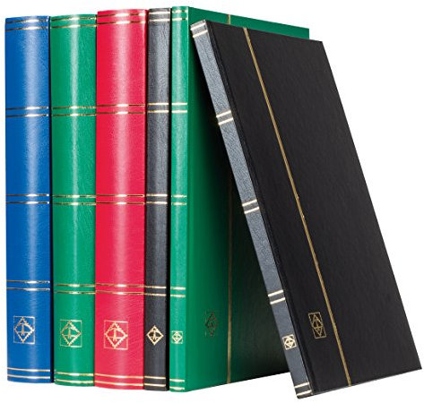 Leuchtturm 336412 Album per Collezionisti di francobolli - Stock-Book Basic - 64 Pagine DIN A4 Nere - Copertina Verde Non Imbottita