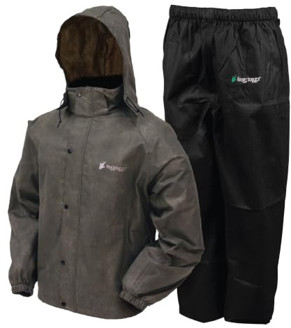 FROGG TOGGS Men's Standard Classic All-Sport 3-Layer Waterproof Breathable Rain Suit, Stone/Black, X-Large