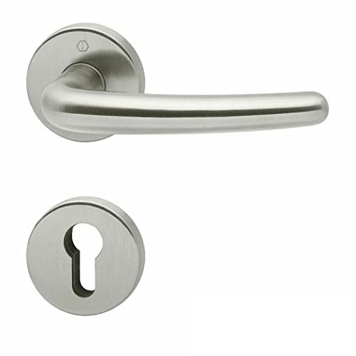 Hoppe 2820424 Türbeschlag Denver E1310Z/42KV/42KVS mit Profilzylinder-Lochung, Silber