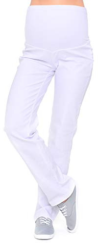 Mija – klassiska bekväma graviditetsbyxor denim mammajeans med magband 3014, Vit, 46 SE