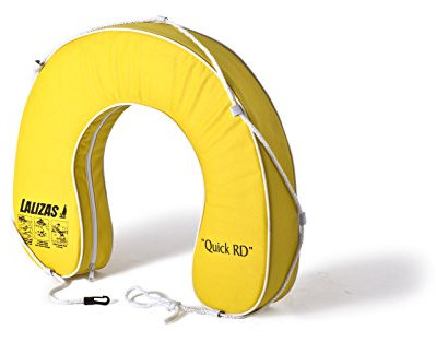wellenshop Lalizas Hufeisen-Rettungsring Gelb 145N Polyester PVC-Keder mit Rundumleine UV-Beständig Rettungsreifen Hufeisenform Boot