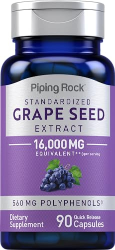 Piping Rock Grape Seed Extract Capsules | 90 Pills | Vitis Vinifera Supplement | Non-GMO, Gluten Free