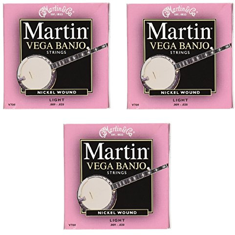 Martin Vega Nickel Wound V700 Banjo Strings Light Gauge - Pack of 3