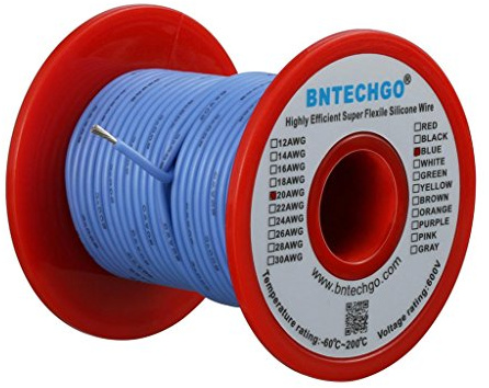 BNTECHGO 20 Gauge Silicone Wire Spool 100 ft Blue Flexible 20 AWG Stranded Tinned Copper Wire