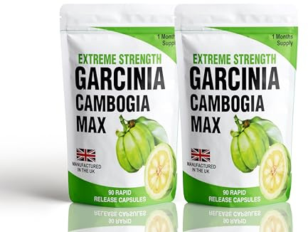 Garcinia Cambogia Fruit Extract Food Supplement 2 X 90 Capsule Bottles Plus Meal Plan and Dieting Tips for Men and Women