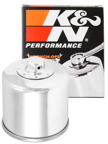 K&N Motorcycle Oil Filter: High Performance, Premium, Designed to be used with Synthetic or Conventional Oils, Wrench Off Nut: Fits Select Honda, Kawasaki, Polaris, Yamaha Motorcycles, KN-204C