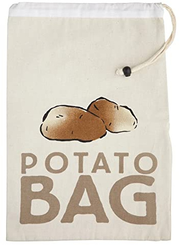 KitchenCraft Kartoffelsack, Frischhaltebox, Segeltuch, Beige, 26 x 38 cm, Weiß