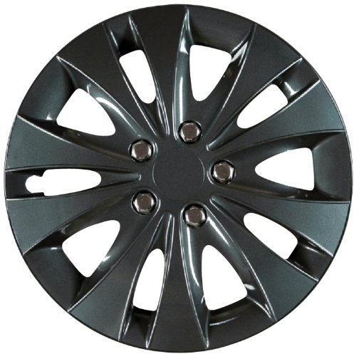 cartrend Radkappen Storm, 16 Zoll, für alle gängigen Stahlfelgen, aus Spezial-ABS-Qualitätskunststoff, schlagfest, zweischichtige Metallic-Lackierung, überlackierbar, schwarz, 4 Stück