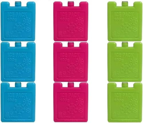 Set of 3 mini ice brick pack block blocks freezer cooler bag box travel picnic, colour sent at random