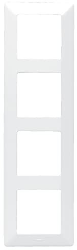 LEGRAND, Valena Life 754005 Cadre de recouvrement 4 prises en thermoplastique sans halogène pour montage horizontal et vertical, à clipser sur les inserts Valena, couleur : blanc ultra