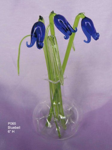 Lyndas Gifts - Glass Flowers in Vase, Bluebell Flowers