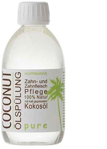 Huppmann's Coconut Mund-Ölspülung pure, Mundziehöl zum Ölziehen aus natürlichen Inhaltsstoffen, Mundspülung mit Kokosnussöl, Ölziehlösung