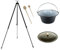 Grillplanet® Set 22 L Gulaschkessel mit Dreibein schwarz 1,80 m und Deckel (22 Liter original ungarischer Gulaschtopf Feuertopf Kesselgulasch Topf Feuerkessel Kochkessel Glühweinkessel Suppentopf Kessel)