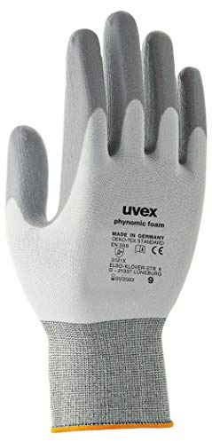 Uvex 60050 9 Phynomic Foam Safety Glove, Size: 9, White, Grey