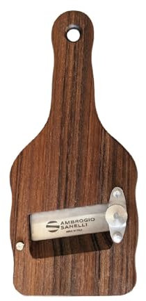 Ambrogio Sanelli - Linea Affettatartufi - Affettatartufi in Legno di Ovangkol. Manico Ergonomico ed Antiscivolo. Regolatore di qualità per un taglio preciso. Lama liscia, Acciaio Inox