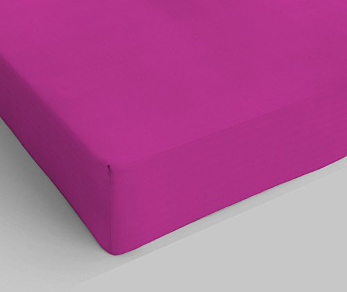 Spannbettlaken für Doppelbett, Baumwolle, hergestellt in Italien, Bettlaken 170 x 200 mit Gummizug 25 cm, Fuchsia