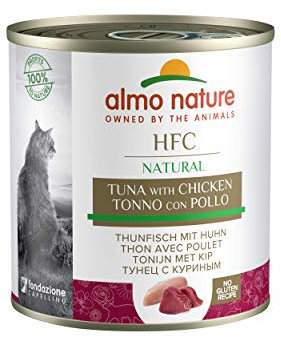 Almo Nature HFC Natural - Nassfutter für ausgewachsene Hunde - Thunfisch & Huhn - Human Grade, Glutenfrei - 280g, 12er Pack