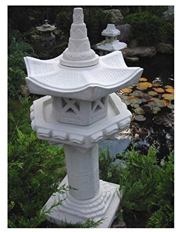 Deine Gartenoase Vogelhaus auf Säule japanische Steinlaterne