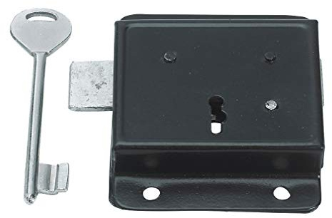 75mm 3 Press Lock Black - Face Fixing Door / Gate / Shed Lock with 1 Key