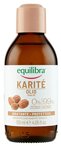 Equilibra Corpo, Olio di Karité, Olio Viso e Corpo Estratto da Burro di Karité, Azione Idratante e Protettiva, Ideale per Pelle Secca e Massaggio, con Fitosteroli e Vitamina E, 120 ml