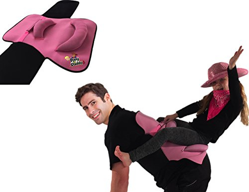 Pony Up Daddy - Neoprene Parent Saddle with Easy Close Strap - Features Padded Seat and Grab Handle for Safe and Comfortable Play Pony Rides - Fits Up to 50 Chest Size - Princess Pink
