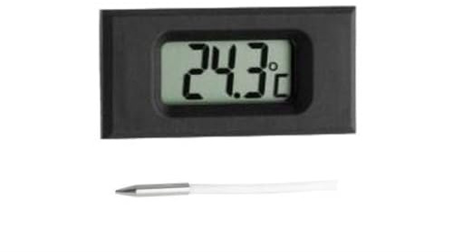 TFA Dostmann Digitales Einbauthermometer mit Fühlerkabel (3m), 30.2025, Messung der Umgebungstemperatur oder Flüssigkeiten, schwarz