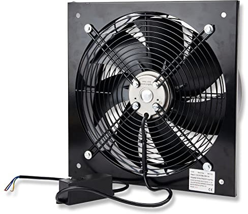 Powerstar Commercial Extractor Industrial Ventilation Axial Exhaust Blower Flow Air Plate Fan 14 Inches 350MM Black (Heavy Duty Metal With Speed Control Regulator)