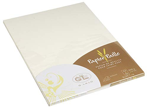 Clairefontaine Lalo 41616L - Un paquet de 20 feuilles 21x29,7 cm 200g, papier Paille, Crème